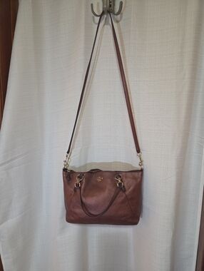 COACH KELSEY SATCHEL IN METALLIC LEATHER WITH EXOTIC TRIM (COACH F55514)